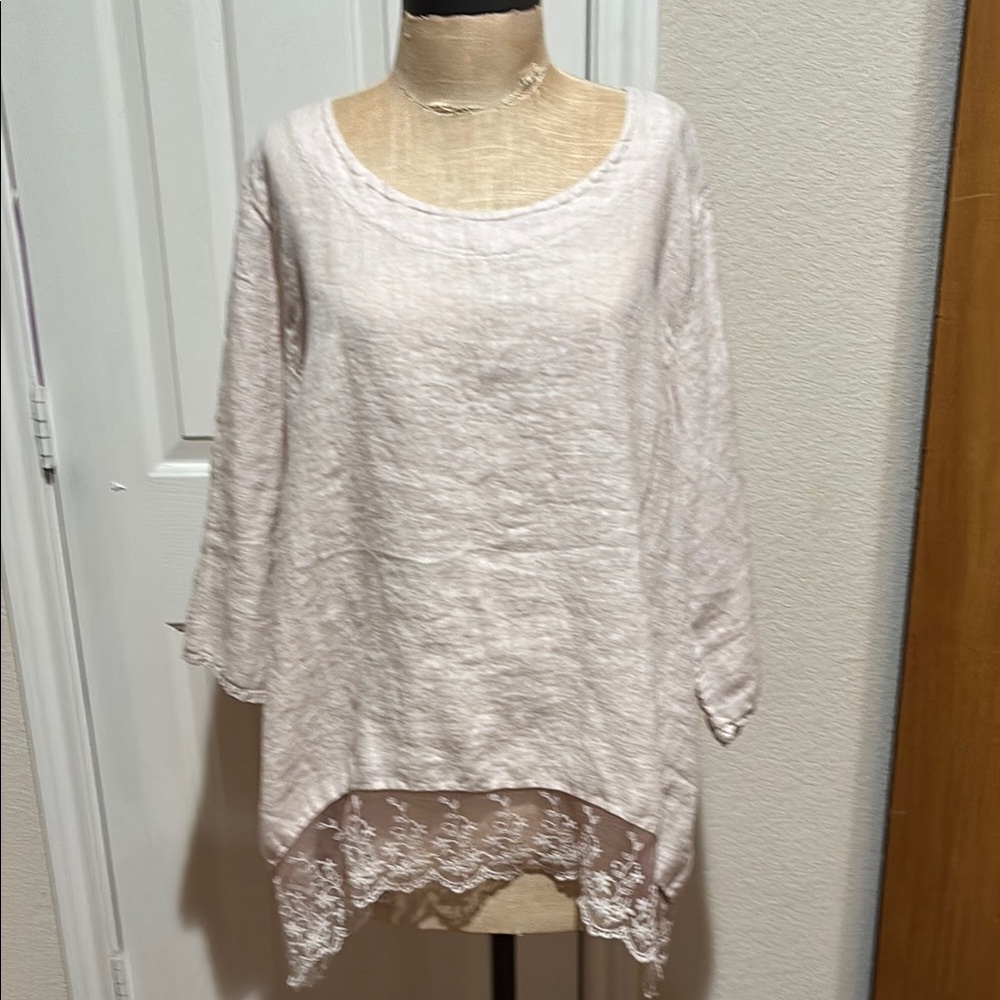 Cream Asymmetrical Tunic with Relaxed Fit